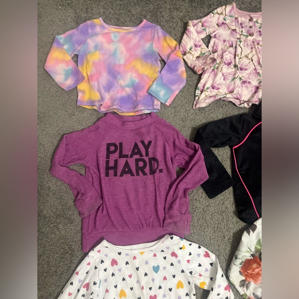 Set of 10 girls/ toddler/ 2T Winter long sleeve, Sweatshirt/ Zip-up shirt lot - Picture 2 of 8